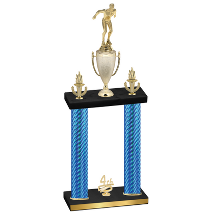 Double Blue Carbon Fiber Fourth Place Swimming Trophy