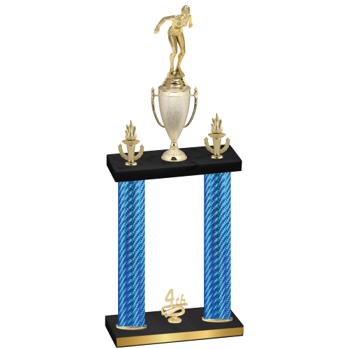 Double Blue Carbon Fiber Fourth Place Tennis Trophy