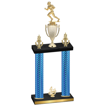 Double Blue Carbon Fiber Fourth Place Football Trophy