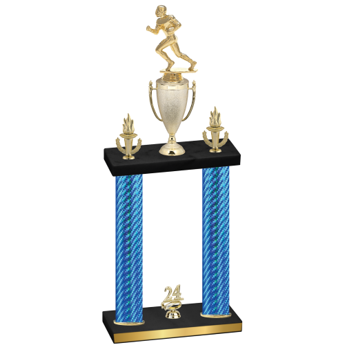 Double Blue Carbon Fiber Year Football Trophy