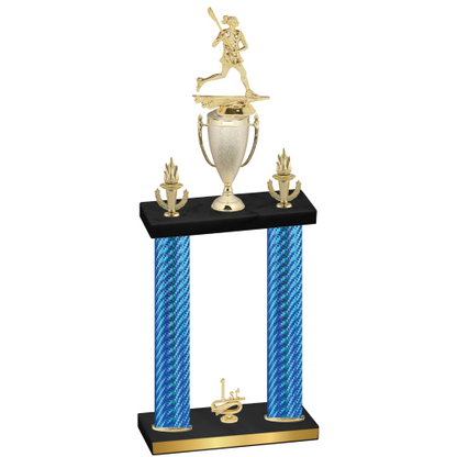 Double Blue Carbon Fiber First Place Lacrosse Trophy