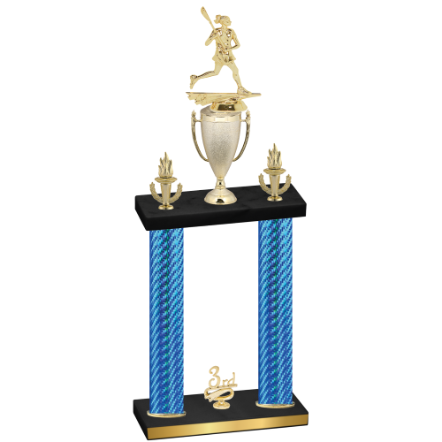 Double Blue Carbon Fiber Third Place Lacrosse Trophy