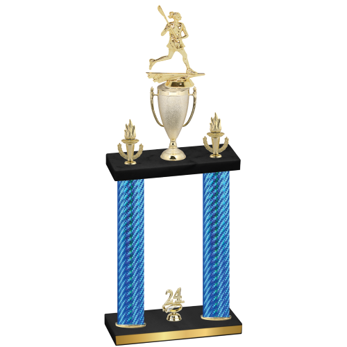 Double Blue Carbon Fiber Year Lacrosse Trophy