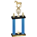 Double Blue Carbon Fiber Third Place Horses Trophy