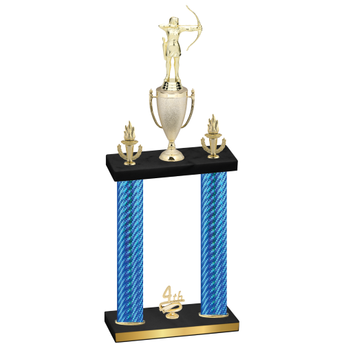 Double Blue Carbon Fiber Fourth Place Archery Trophy