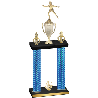 Double Blue Carbon Fiber Fourth Place Skater Trophy