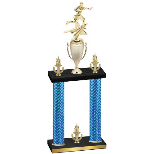 Double Blue Carbon Fiber Victory Flag Football Trophy