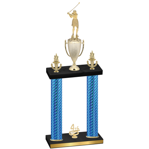 Double Blue Carbon Fiber Fourth Place Golf Trophy