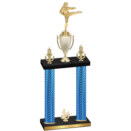 Double Blue Carbon Fiber Fourth Place Karate Trophy