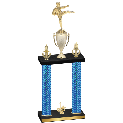 Double Blue Carbon Fiber First Place Karate Trophy