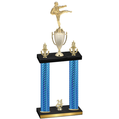 Double Blue Carbon Fiber Year Karate Trophy