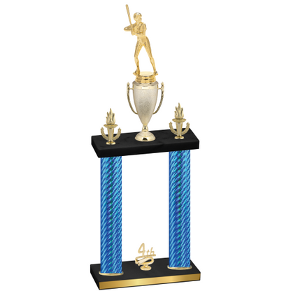 Double Blue Carbon Fiber Fourth Place Softball Trophy