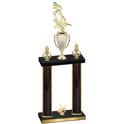 Double Black Glacier First Place Football Trophy