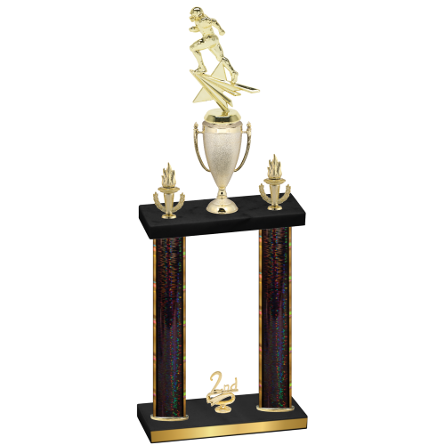 Double Black Glacier Second Place Football Trophy