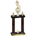 Double Black Glacier Third Place Football Trophy