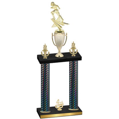 Double Black Carbon Fiber Fourth Place Football Trophy