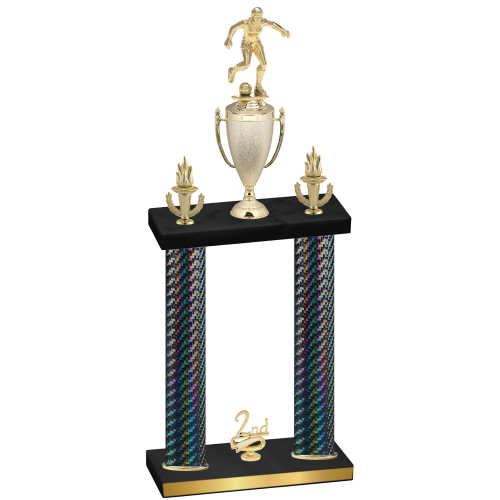 Double Black Carbon Fiber Second Place Soccer Trophy