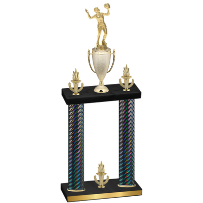 Double Black Carbon Fiber Victory Volleyball Trophy
