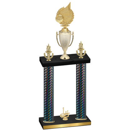 Double Black Carbon Fiber First Place Volleyball Trophy
