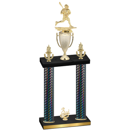Double Black Carbon Fiber Third Place Lacrosse Trophy