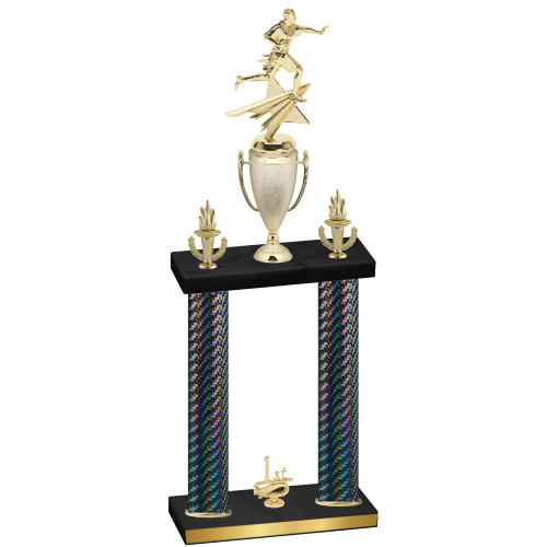 Double Black Carbon Fiber First Place Flag Football Trophy