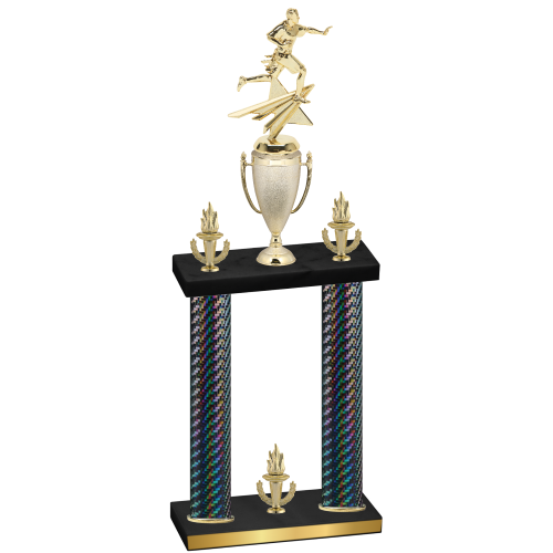 Double Black Carbon Fiber Victory Flag Football Trophy