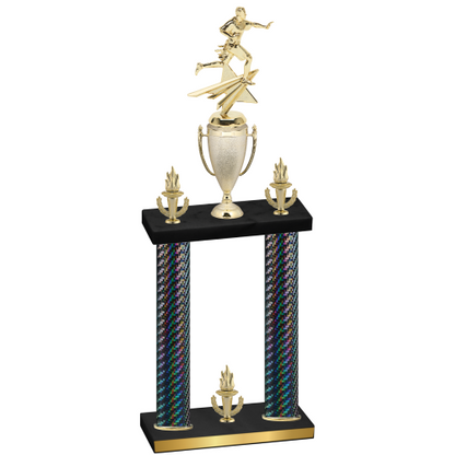 Double Black Carbon Fiber Victory Flag Football Trophy