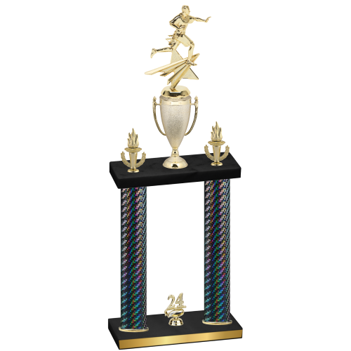 Double Black Carbon Fiber Year Flag Football Trophy