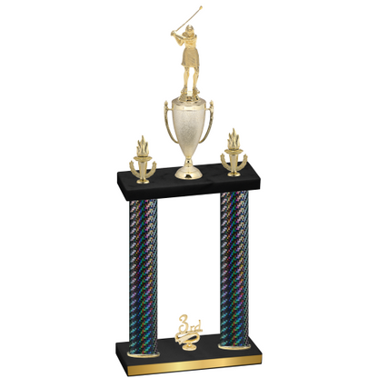 Double Black Carbon Fiber Third Place Golf Trophy