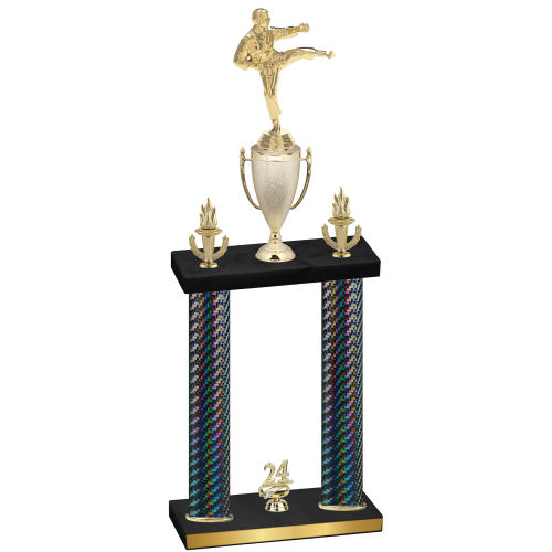 Double Black Carbon Fiber Year Karate Trophy