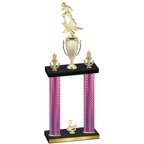 Double Pink Carbon Fiber Second Place Football Trophy