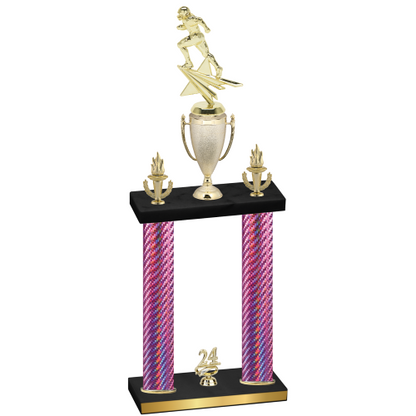 Double Pink Carbon Fiber Year Football Trophy