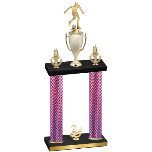 Double Pink Carbon Fiber Second Place Soccer Trophy