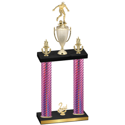 Double Pink Carbon Fiber Second Place Soccer Trophy