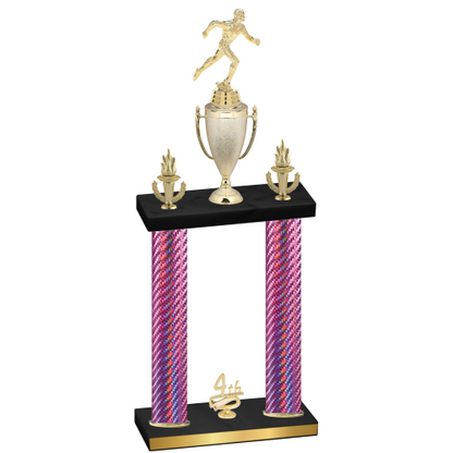 Double Pink Carbon Fiber Fourth Place Running Trophy