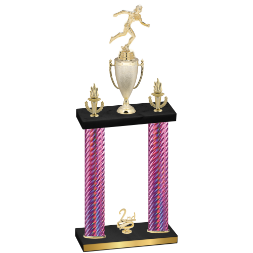Double Pink Carbon Fiber Second Place Running Trophy