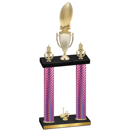 Double Pink Carbon Fiber First Place Football Trophy