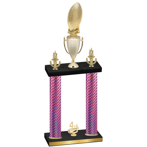 Double Pink Carbon Fiber Fourth Place Football Trophy