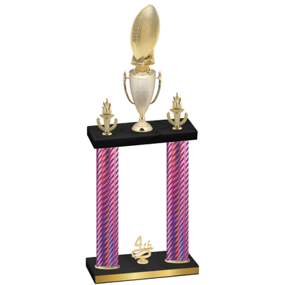 Double Pink Carbon Fiber Fourth Place Football Trophy
