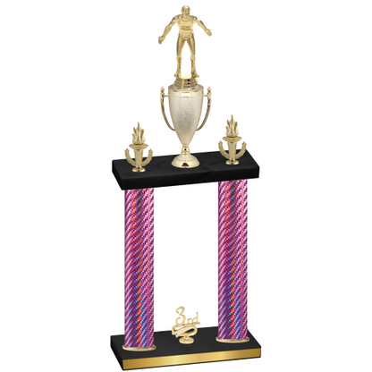 Double Pink Carbon Fiber Third Place Wrestling Trophy