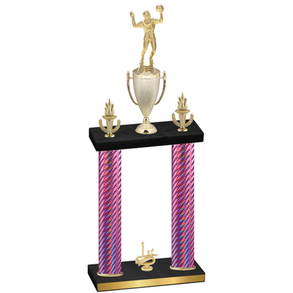 Double Pink Carbon Fiber First Place Volleyball Trophy