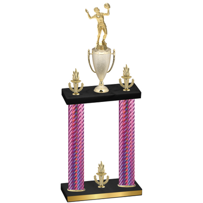 Double Pink Carbon Fiber Victory Volleyball Trophy