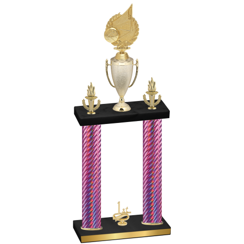 Double Pink Carbon Fiber First Place Volleyball Trophy
