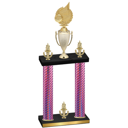 Double Pink Carbon Fiber Victory Volleyball Trophy