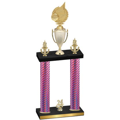 Double Pink Carbon Fiber Year Volleyball Trophy