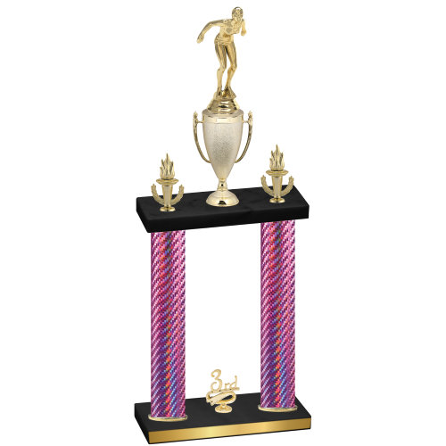 Double Pink Carbon Fiber Third Place Tennis Trophy