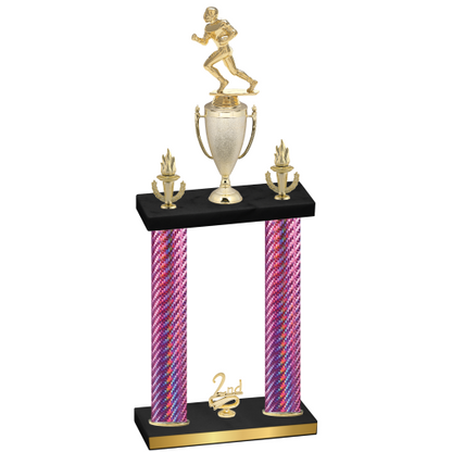 Double Pink Carbon Fiber Second Place Football Trophy