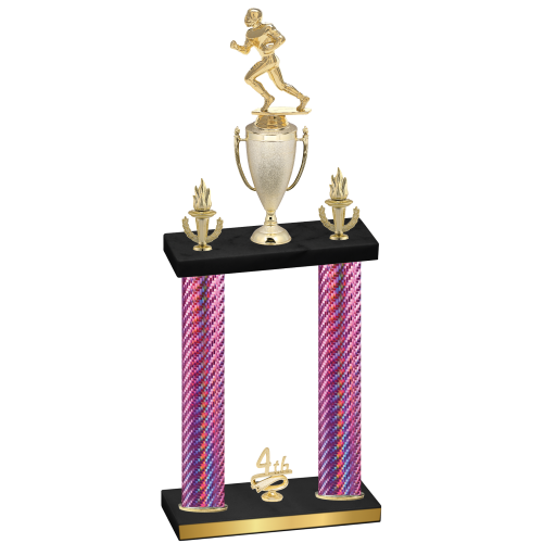 Double Pink Carbon Fiber Fourth Place Football Trophy