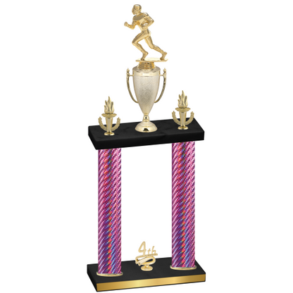 Double Pink Carbon Fiber Fourth Place Football Trophy