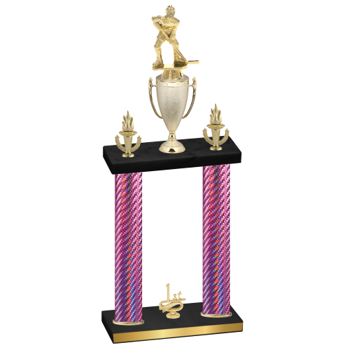 Double Pink Carbon Fiber First Place Hockey Trophy